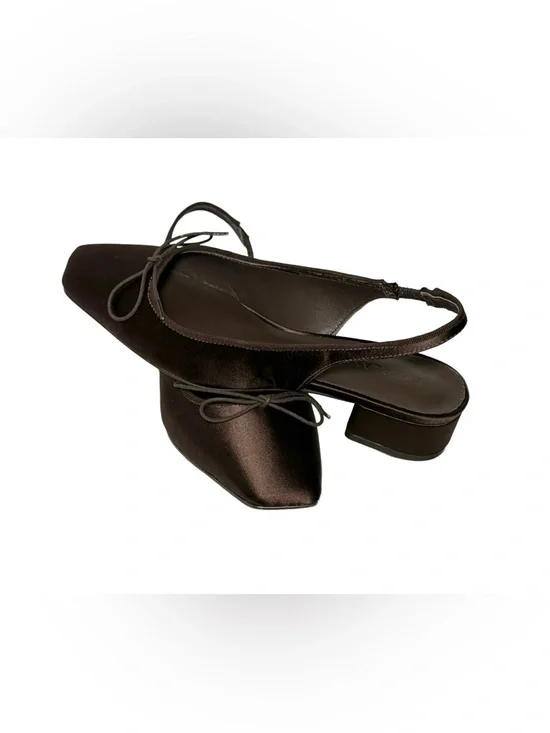 NIB Everlane The Ballet Slingback Heel in Deep Brown Satin, Size 5.5 - Picture 5 of 12